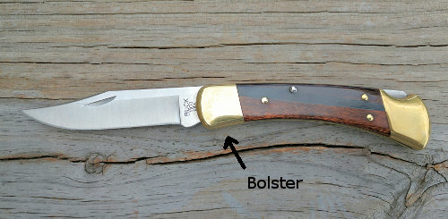 Bolster on folding knife