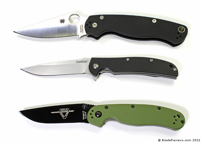 Kershaw Chill Size Comparison with Para 2 and Ontario Rat II